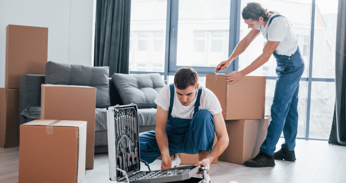 Movers packing items